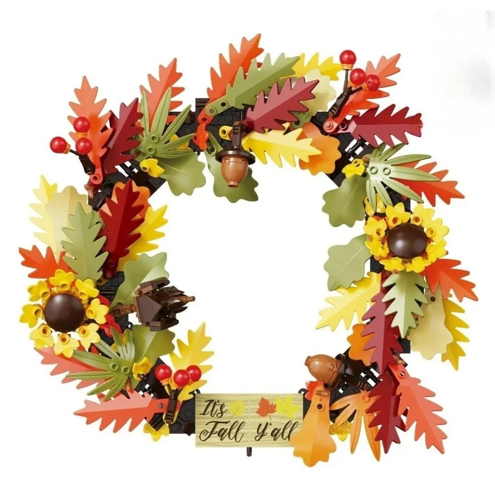 Fall Wreath Building Kit 2-in-1 Autumn Decor‎ Acorns Sunflowers 382 Pieces New